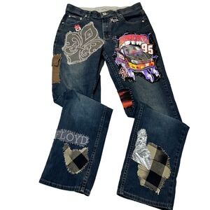 Riders Patchwork Jeans Women 32x31 Blue DIY Punk‎ Grunge Streetwear Aesthetic